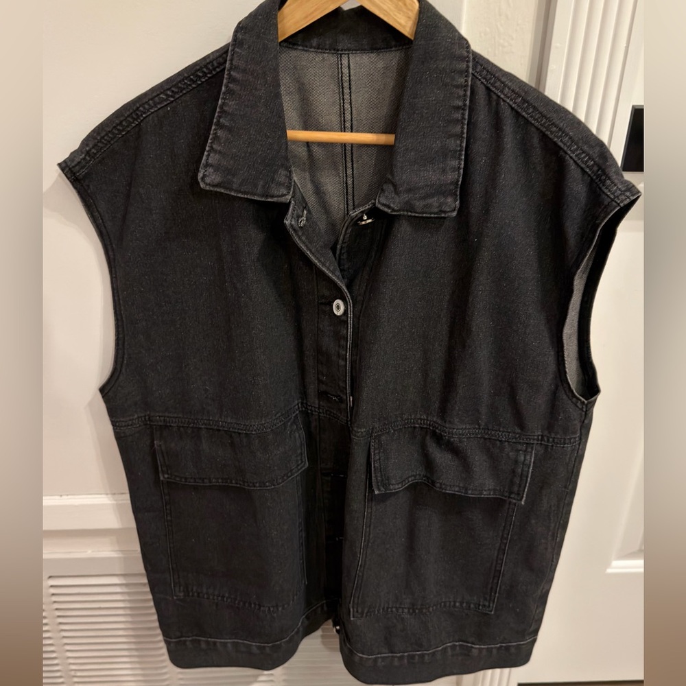 Oversized denim vest